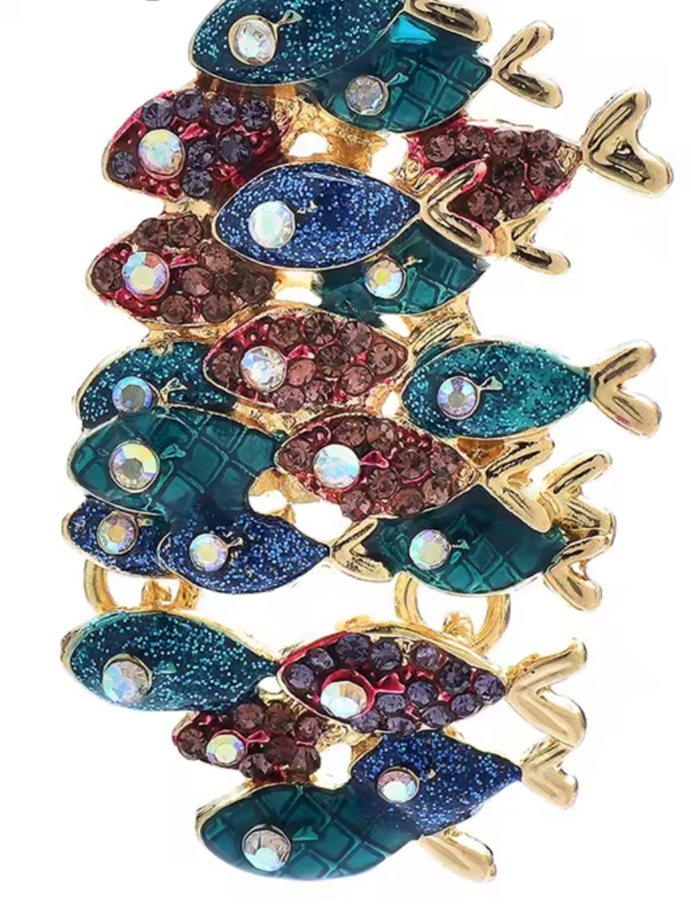 Colorful Crystal Fish Stretch Brooch - Picture 3 of 10